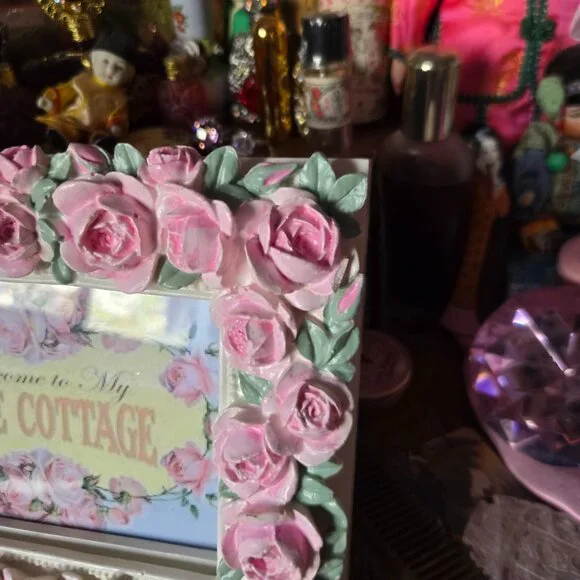 Pink Rose Picture Frame Cottagecore Romantic Wedding Gift Rose Gardener - Picture 2 of 10